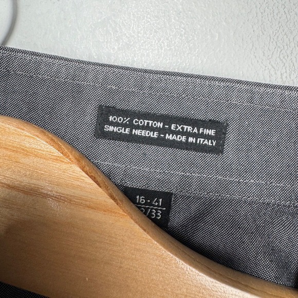 Saks Fifth Avenue Exclusive Dress Shirt Men 16 41 32/33 Gray Single Needle Italy - Picture 4 of 7